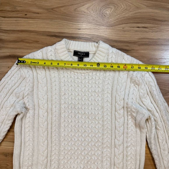 Forever 21 Men’s Cable Knit Sweater Cream Size L - Picture 4 of 7